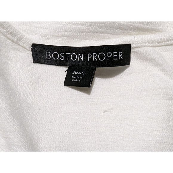 Boston Proper V neck long sleeve faux wrap front white blouse with lace Sz S - Picture 7 of 11